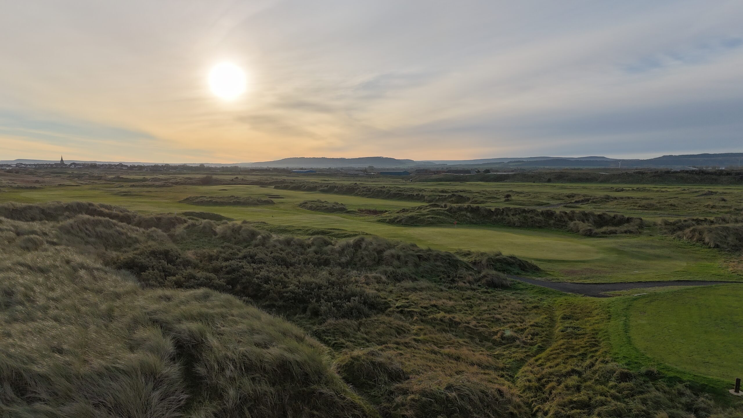 Cleveland Golf Club's dune-lined fairways, with Redcar and Teesside on the horizon